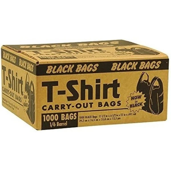 Black T-Shirt Carryout Bags 800 ct.) by Poly-America
