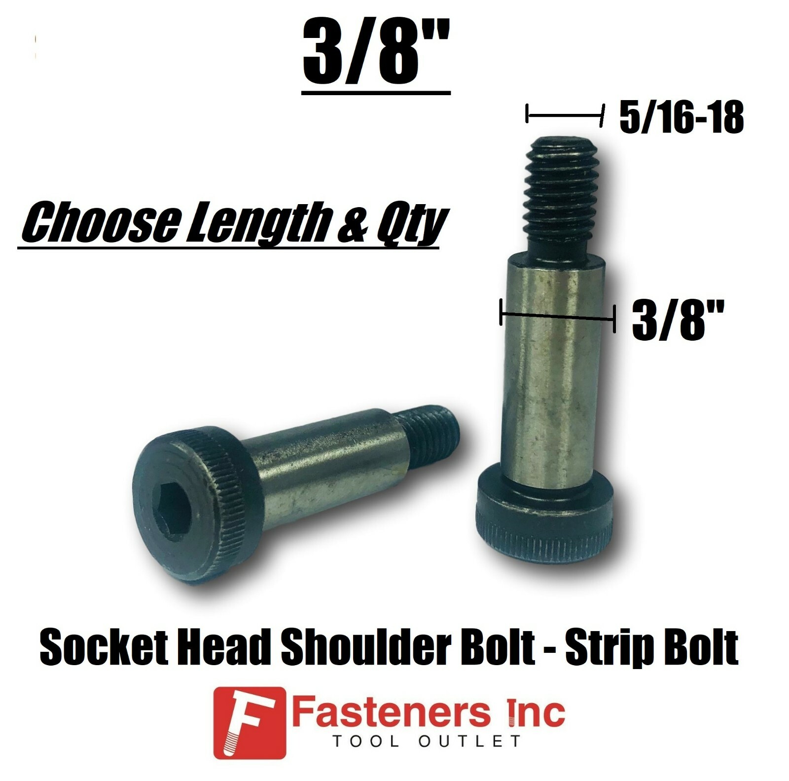 3/8″ Shoulder Bolts Socket Head Cap Screw Strip Allen Stripper (5/16-18 Thread)