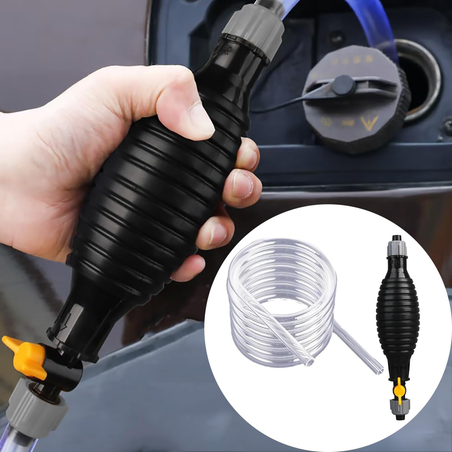 9.8Ft Siphon Hose Multifunction Pump Oil Water Fuel Gasoline Transfer Hand Pump