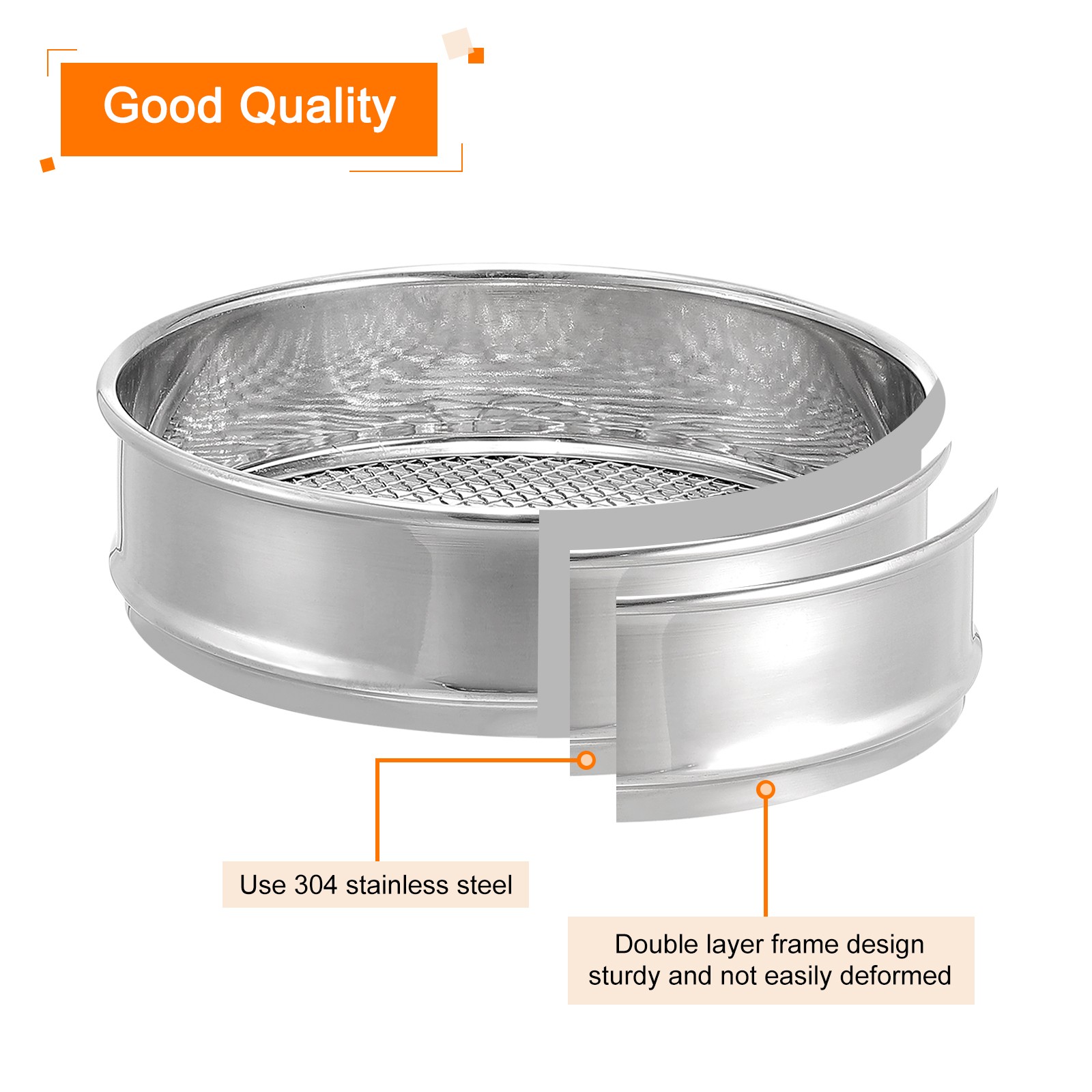 5 Mesh Lab Sieve 8″ Diameter Test Sieve 304 Stainless Steel Wires Cloth 4mm