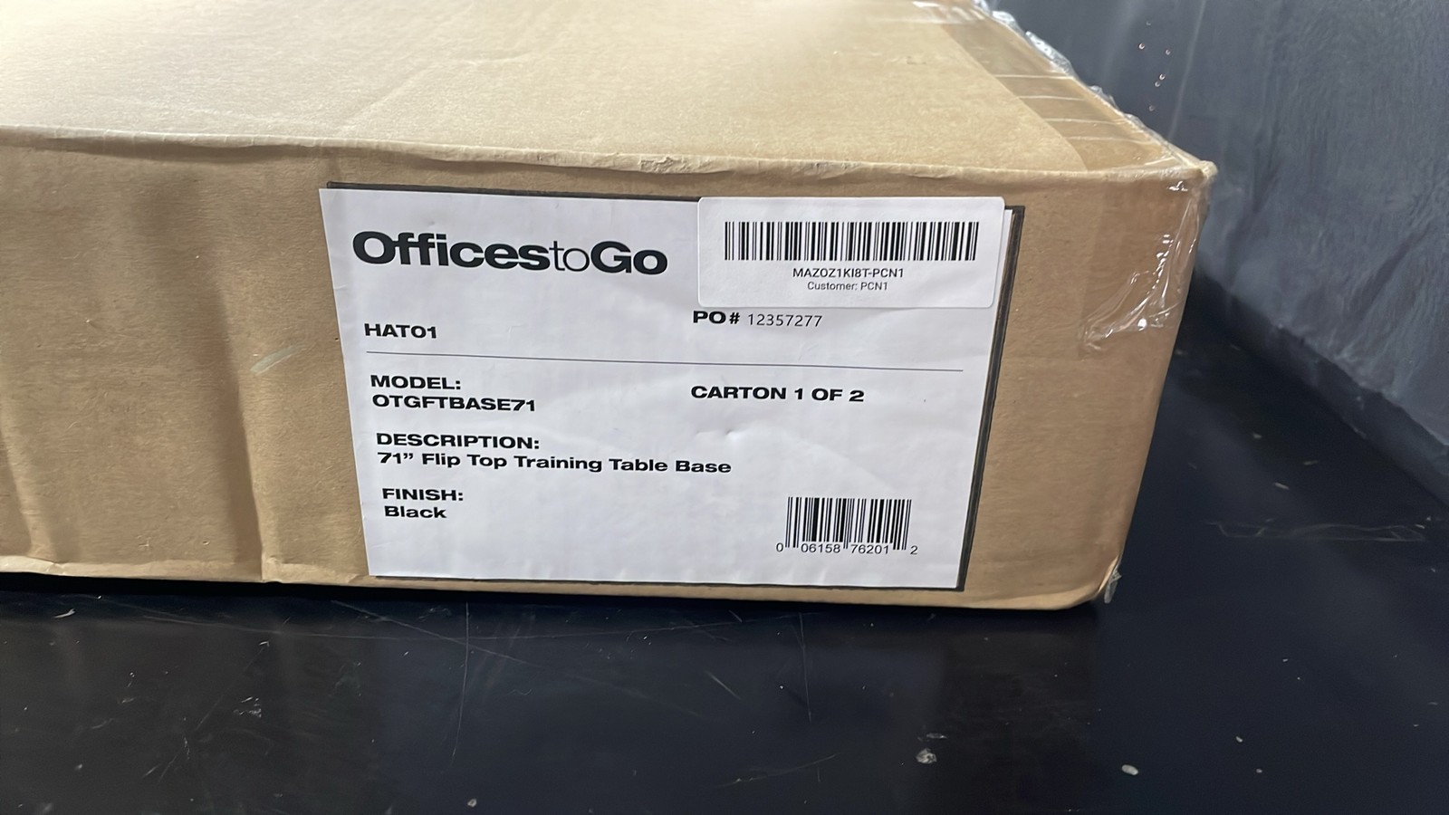 OfficesToGo HAT01 TGFTBASE71 71″ Flip Top Training Table Base Black Unit