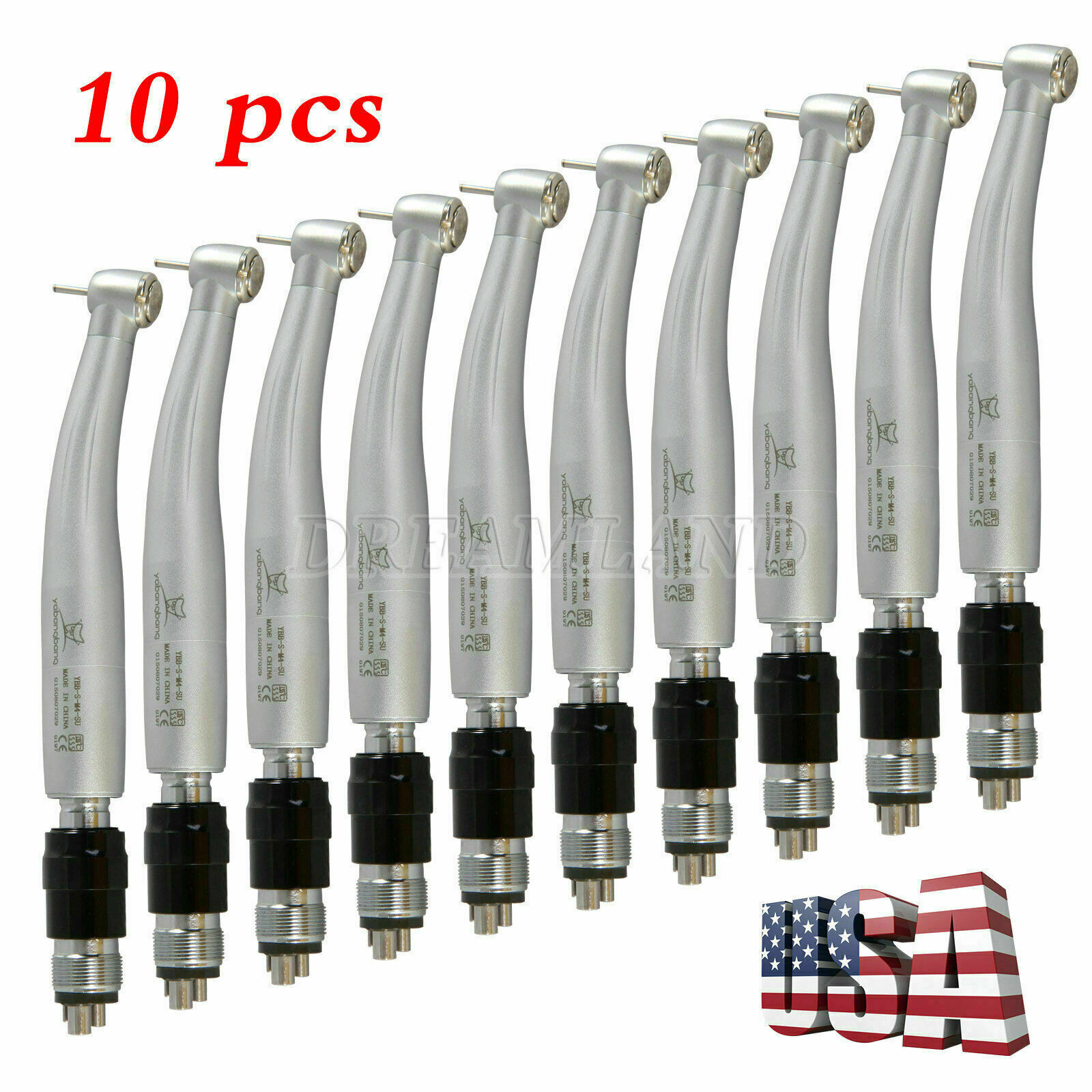 10*NSK Style Dental High Speed Turbine Handpiece Push Button+4Hole Coupler YBNK4