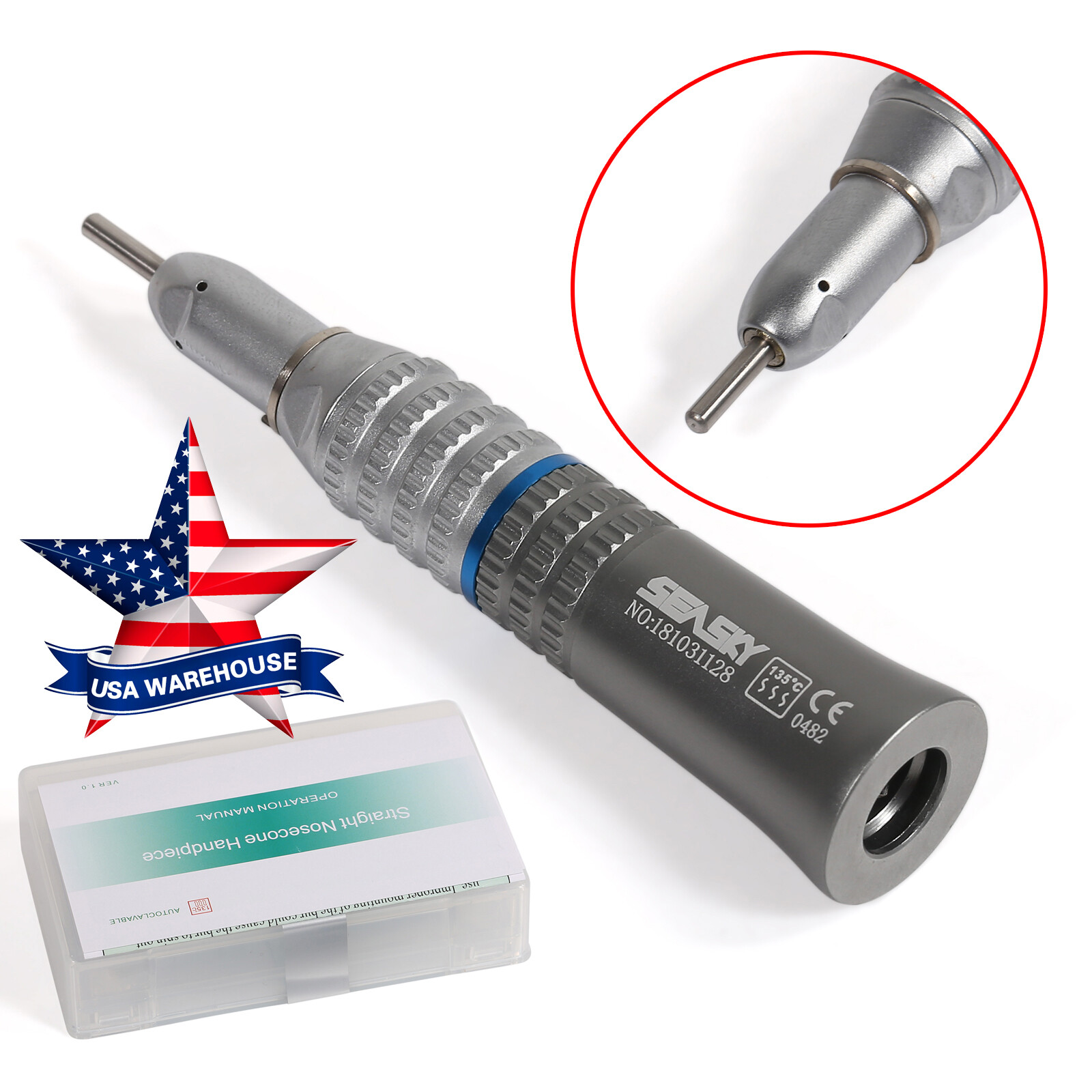 Dental Internal/External Spray Straight Nosecone Low Speed Handpiece f/NSK Motor