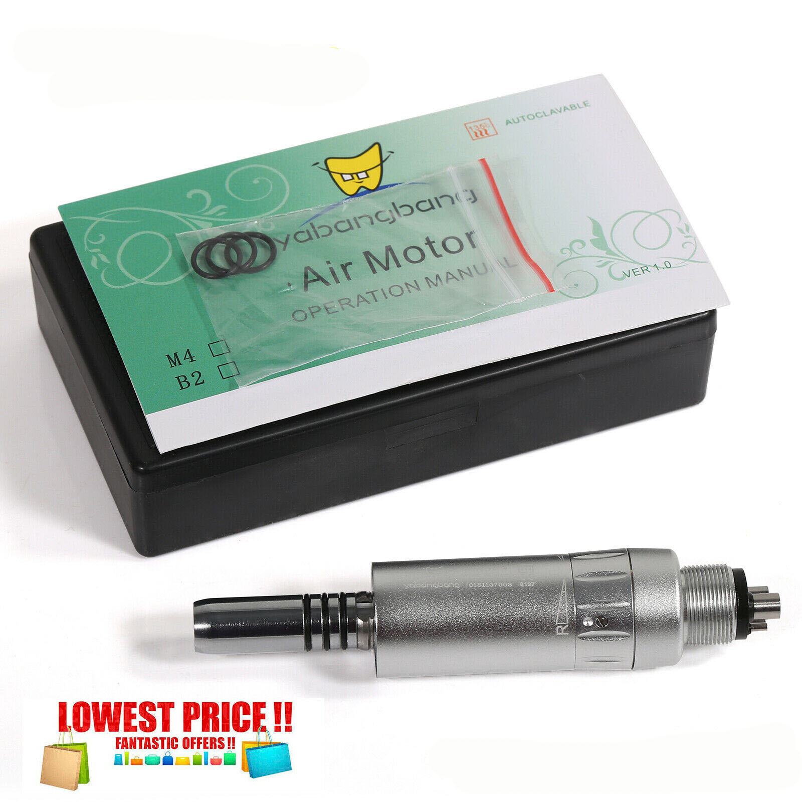 Dental Internal Water Low Speed Air Motor Handpiece E-Type 4 Hole fit NSK WY4