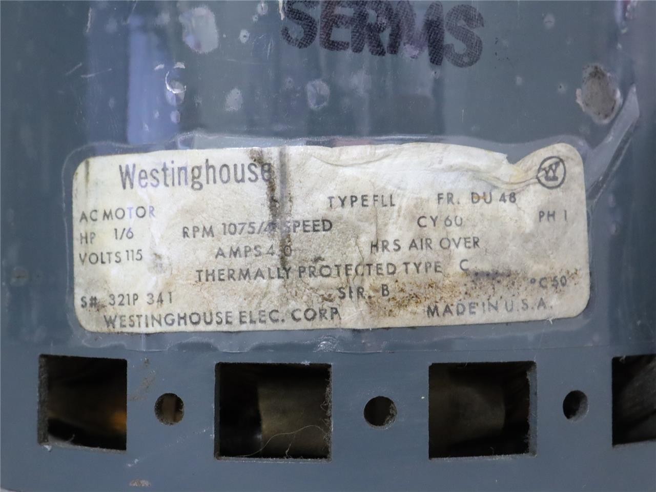 Westinghouse 321P341 HVAC Fan Blower Motor 1/6HP 115V 1075RPM 4SPD 1PH DU48
