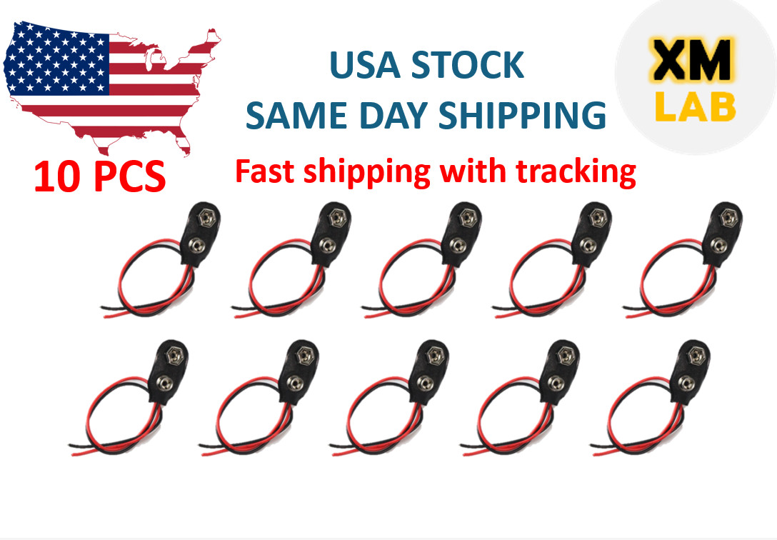 10 PCS 9V 15cm Battery Connector T Type Clip Plug Wire Cord Leads 9 Volt