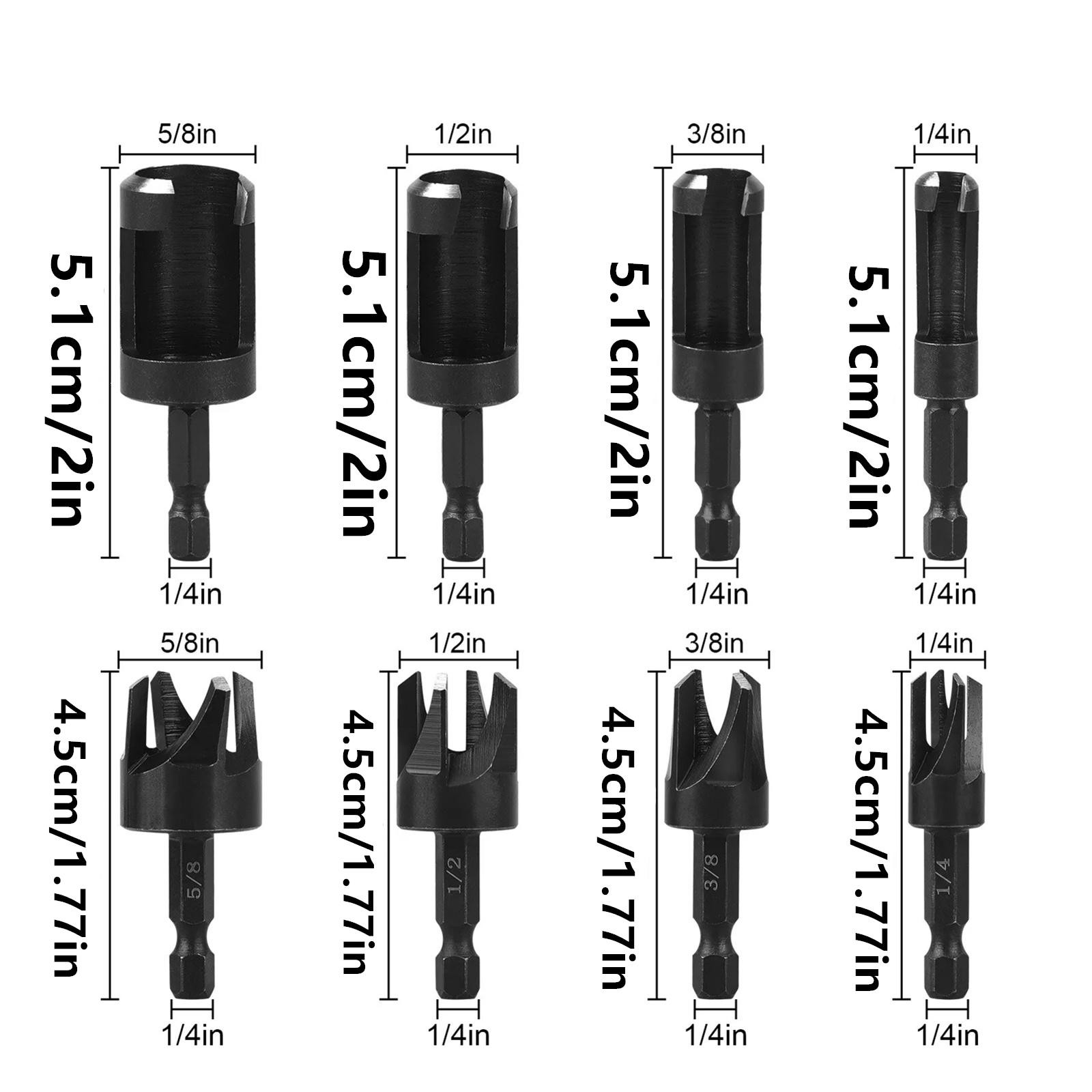 New Wood Plug Cutter Drill Bit 1/4 Hex Shank Cutting Tool 1/4″, 5/8″, 3/8″, 1/2″