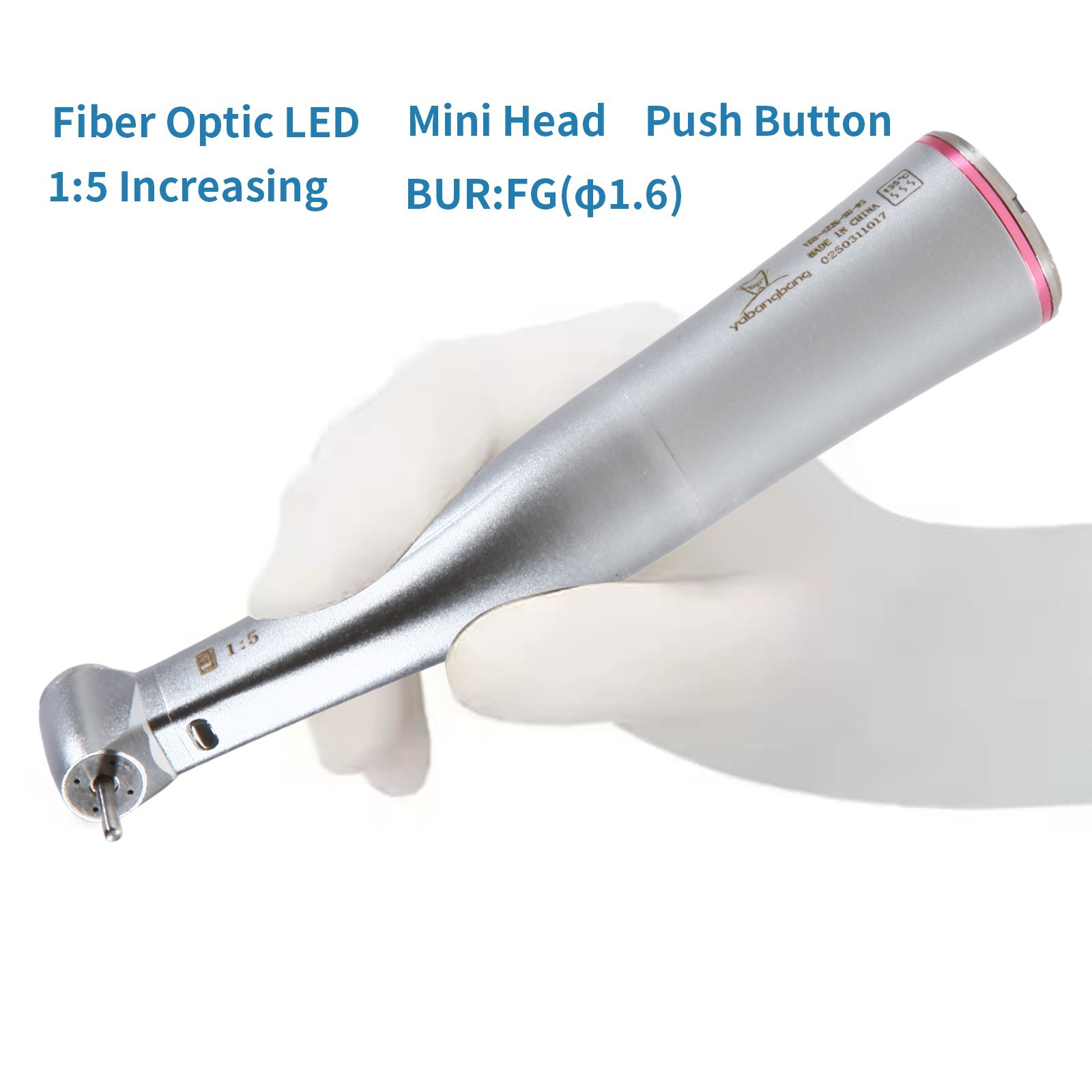 Ti-MAX X95L Style Dental 1:5 LED Fiber Optic Contra Angle Handpiece Red Ring