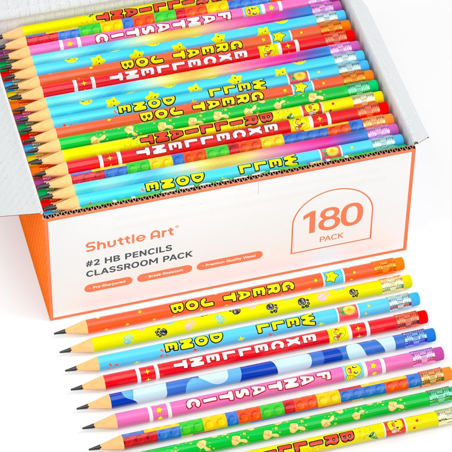 Assorted Colorful Pencils, 180 Pack Kids Pencil Bulk with 12 Designs, #2 HB, …