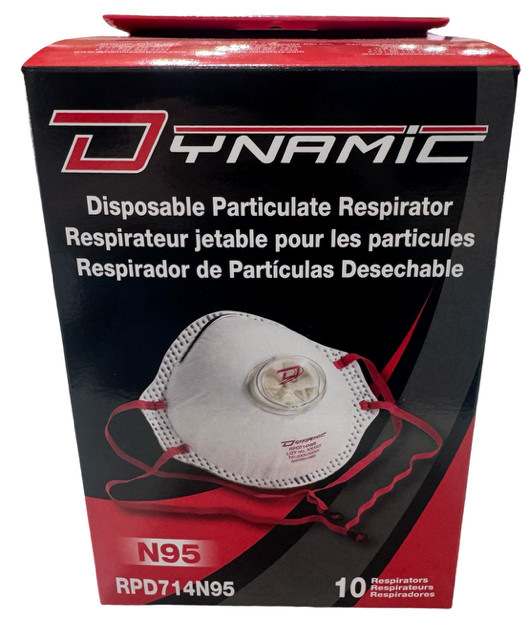 Dynamic N95 Disposable Particulate Respirators with Valve 10 Pack