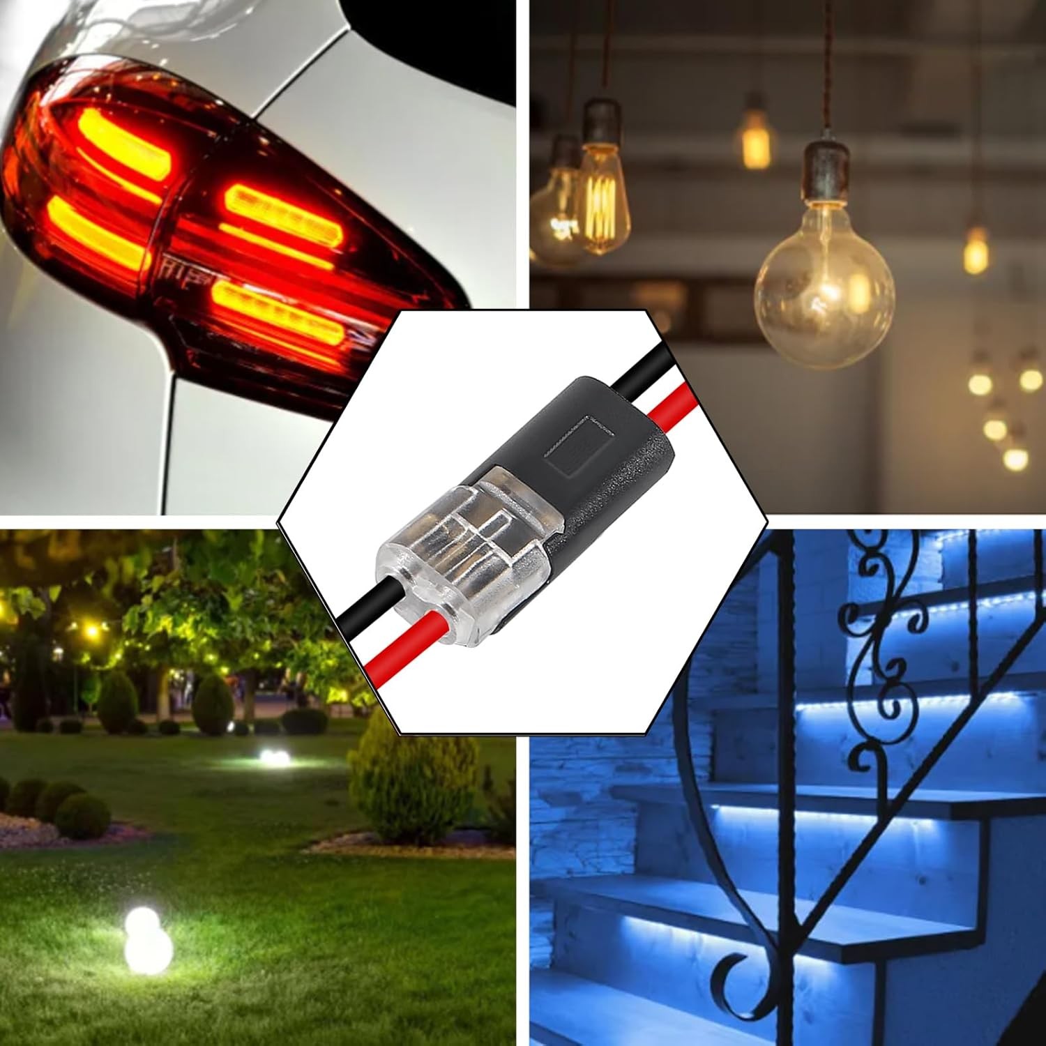 20Pcs Double-Wire Plug-in Connector Led Light Strip Connectors 2 Pin, Quick Spli
