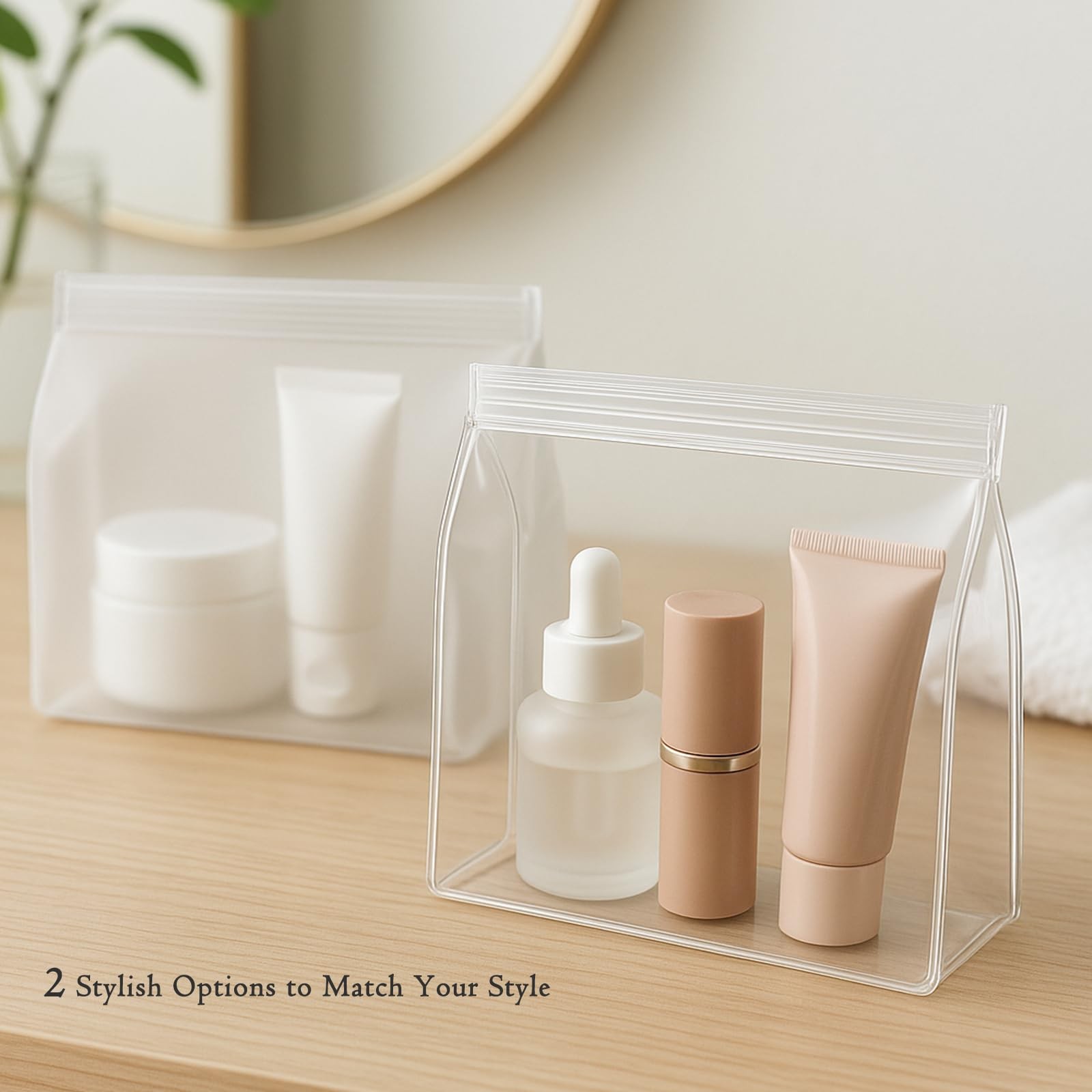 30 Pack Mini Clear Makeup Bag Organizer Cosmetic Zipper Pouch TSA Frosted