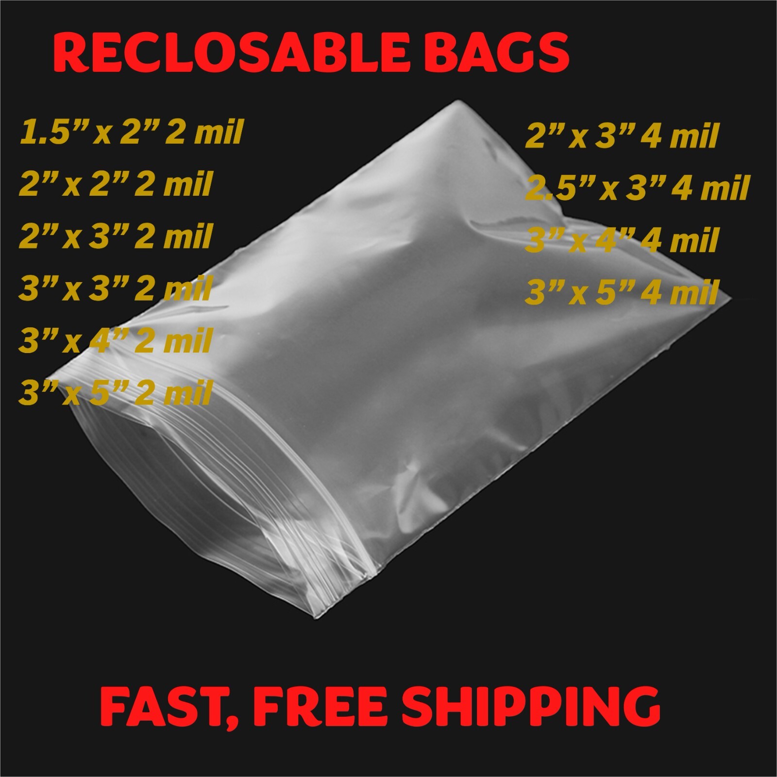 2-4Mil Clear Small Plastic 1.5x 2x 3 4 5″ Zip Reclosable Top Lock Jewelry Bag
