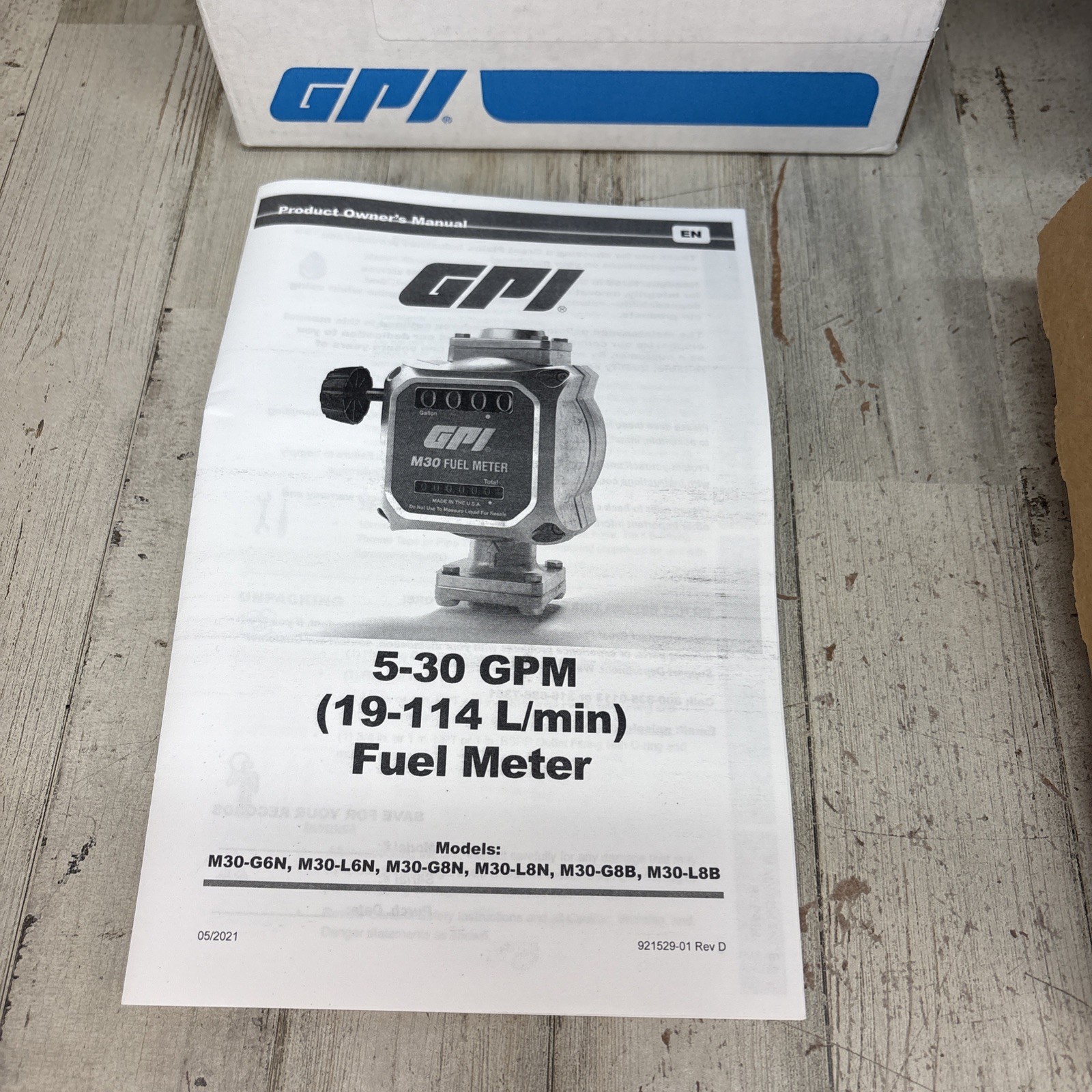 GPI M30-G8N Mechanical Fuel Meter 165100-01 5-30 GPM 1” NPT Open Box