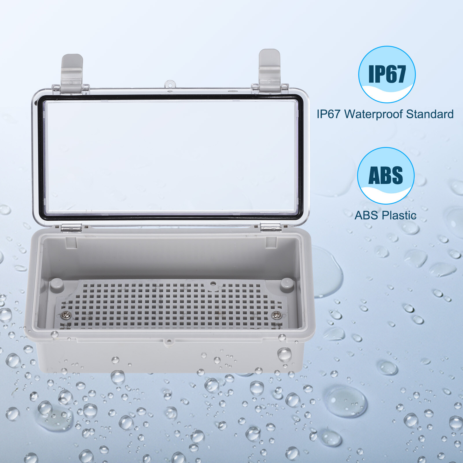 Junction Box Electrical Enclosure IP67 Waterproof ABS Plastic Hinged Cover 7.9″