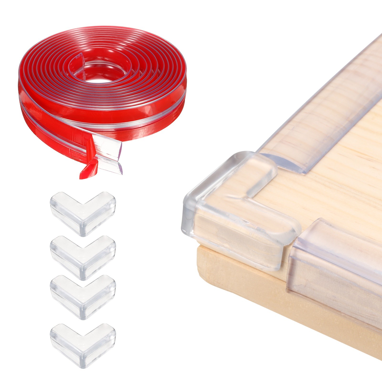 13.1ft (4M) x 0.8″ (20MM) Clear Furniture Corner Guard with 4 Corners Guards