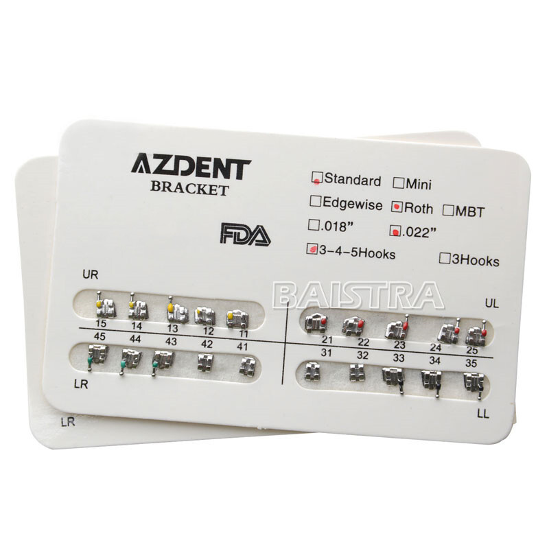 20 Packs Dental Orthodontic Bracket Braces Standard Roth .022 Hooks 3-4-5 AZDENT