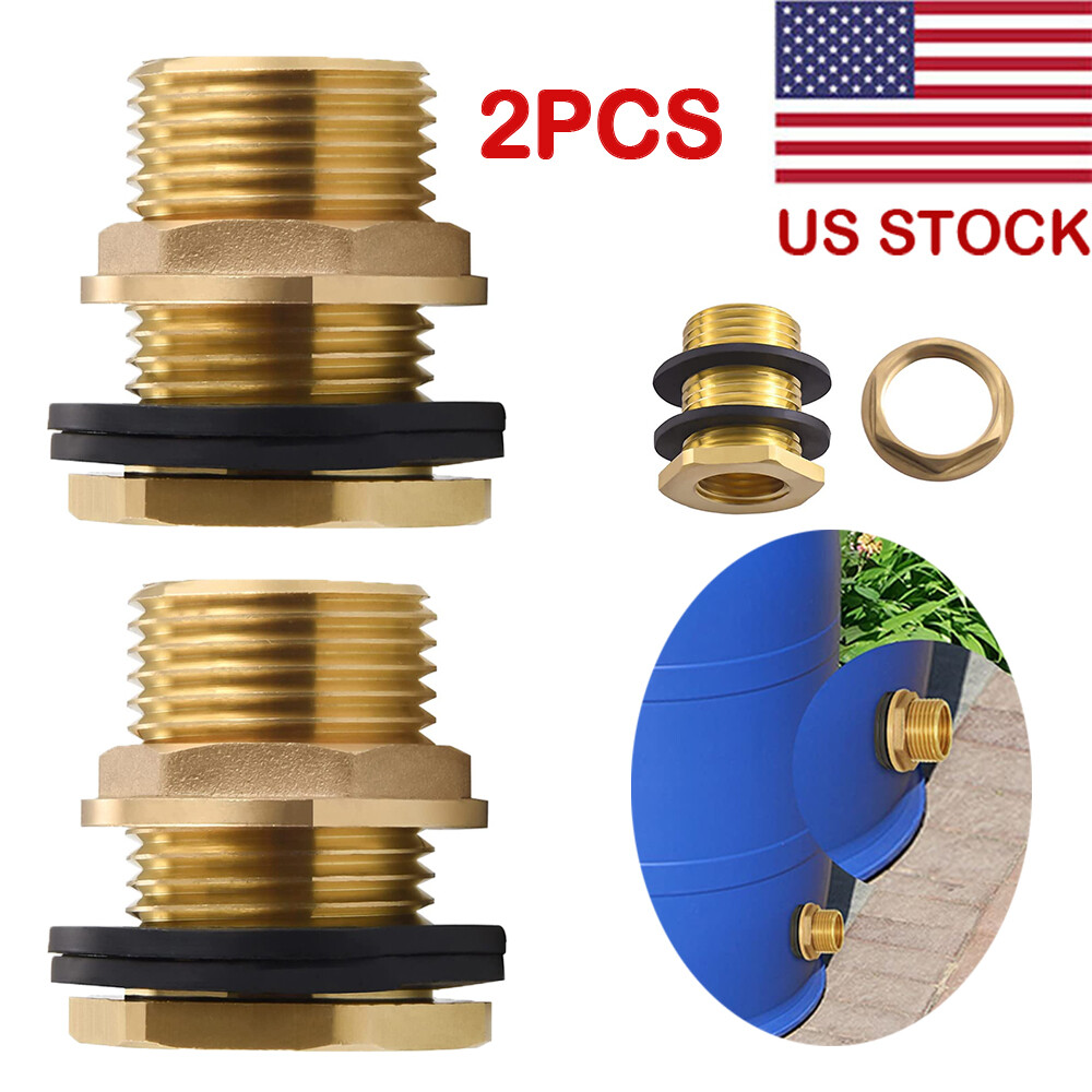 2X BBF020 Brass Bulkhead Fitting(1/2″ Female NPT and 3/4″ Male GHT Garden Hose)