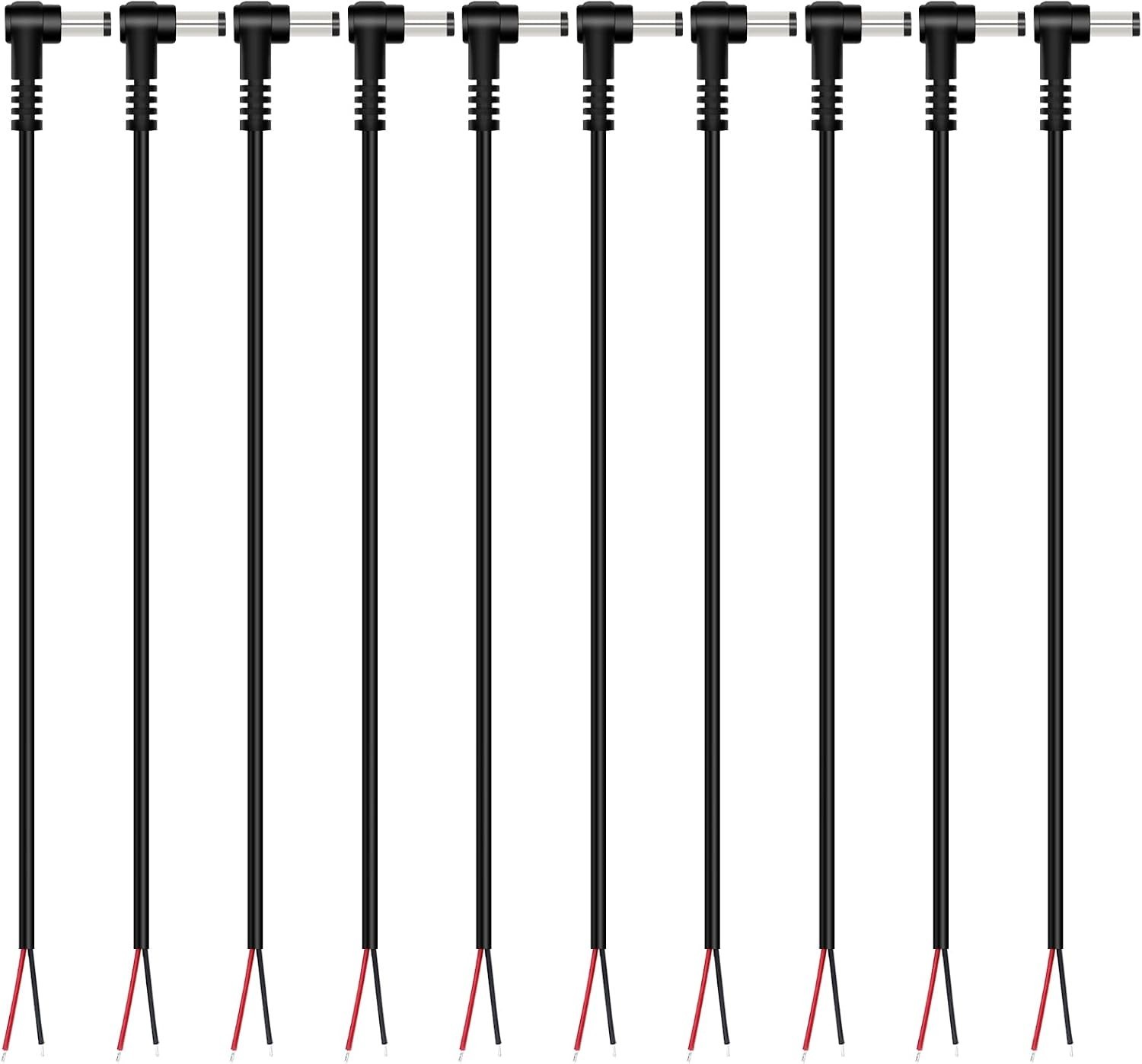 10 PACK 5.5mm x 2.1mm 90 Degree Right Angle DC Barrel Male Plug