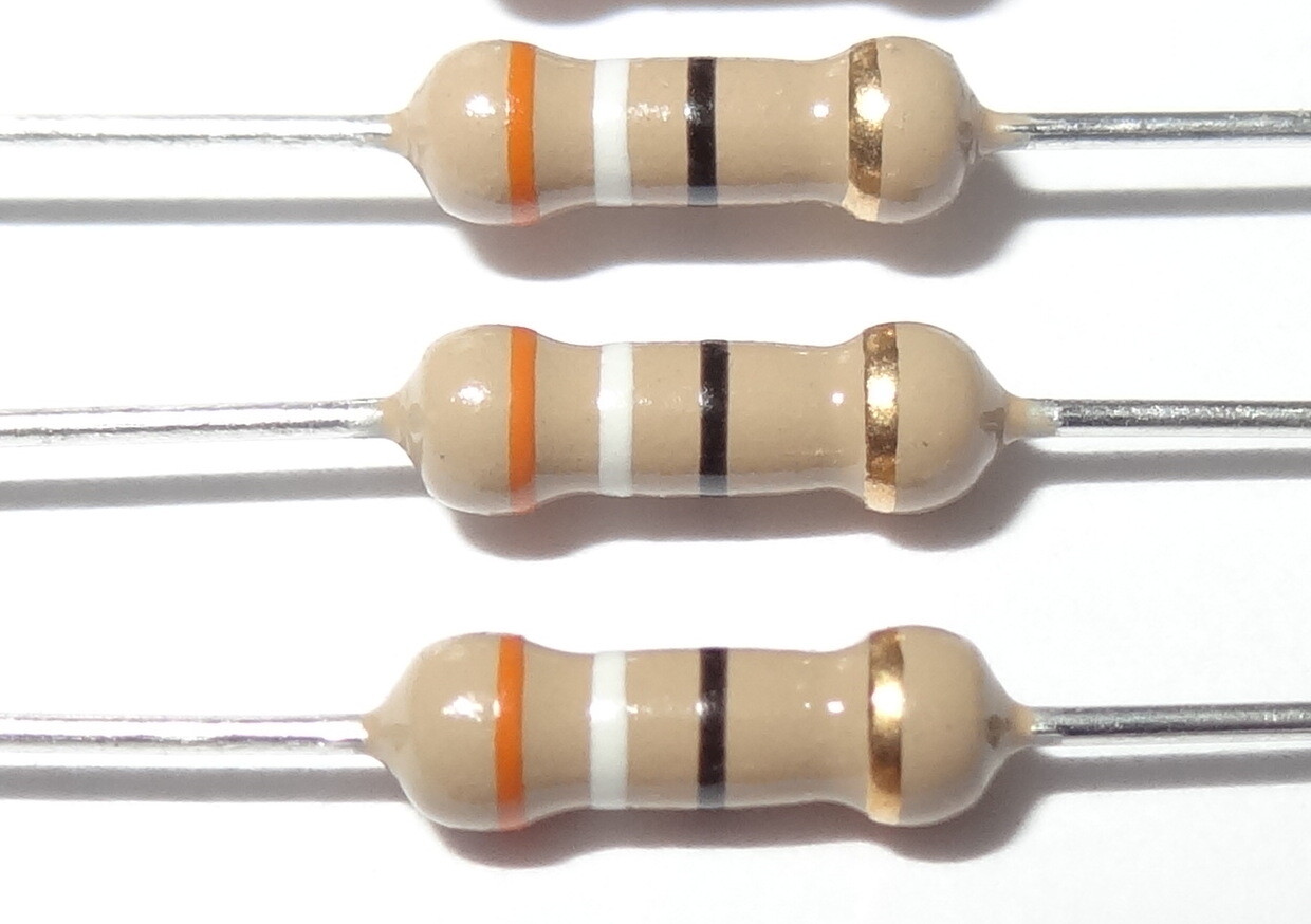 3 pcs 1/2 W, 5% Carbon Film Resistors, Axial .Select value from pull down menu