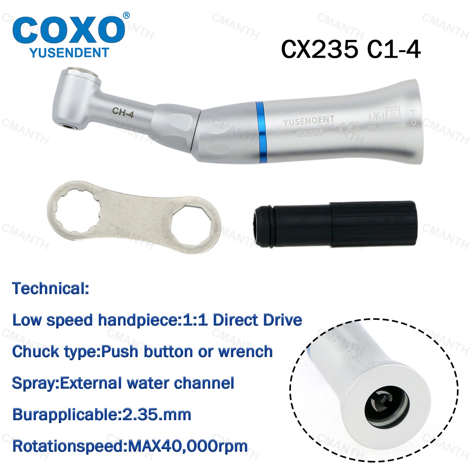 COXO 1:1 Contra Angle Handpiece Low Speed E Type Push Button Fit NSK EX EC C1-4