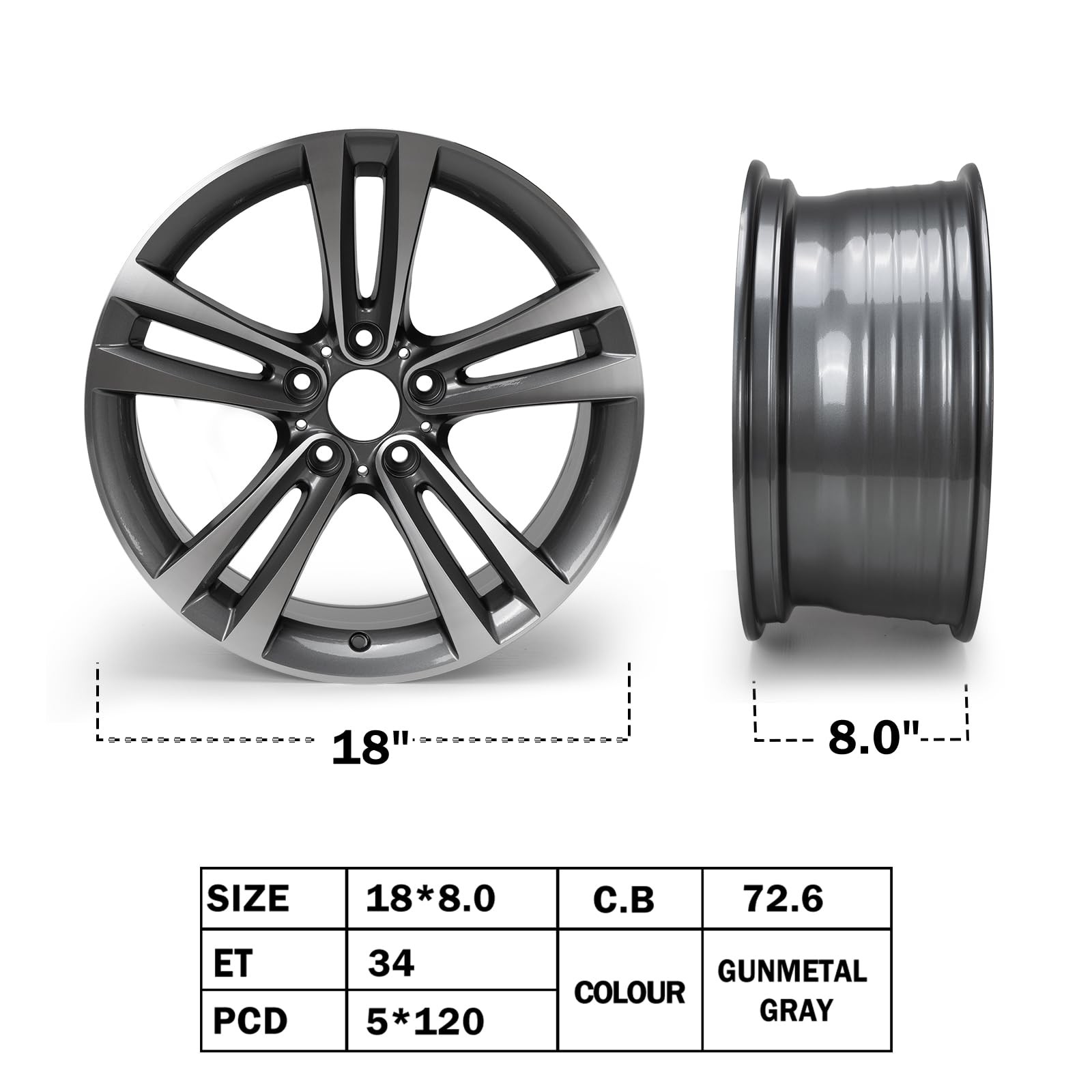 New 18×8 Aluminum Alloy Wheel Rim Set of 4 for BMW 320i 328i 2012-2020 DirectFit
