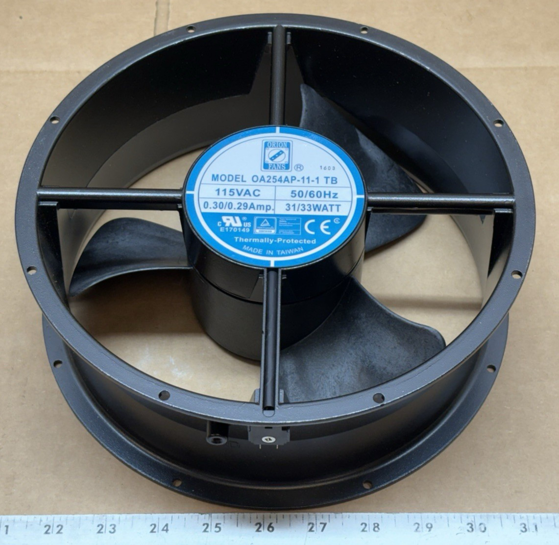 Orion Fans OA254AP-11-1TB NOS 254mm AC Axial Fan 115V Thermally Protected UL