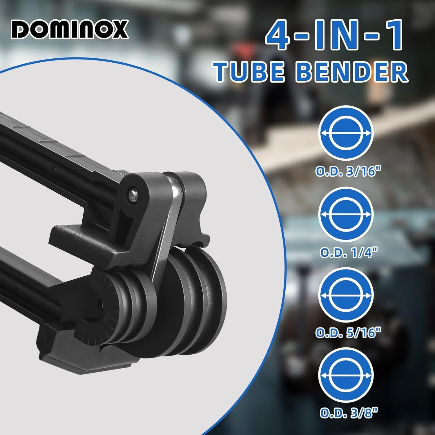 DOMINOX 4-IN-1 Tube Bender, Outer Diameter 3/16″, 1/4″, 5/16″, 3/8″, 0-180°