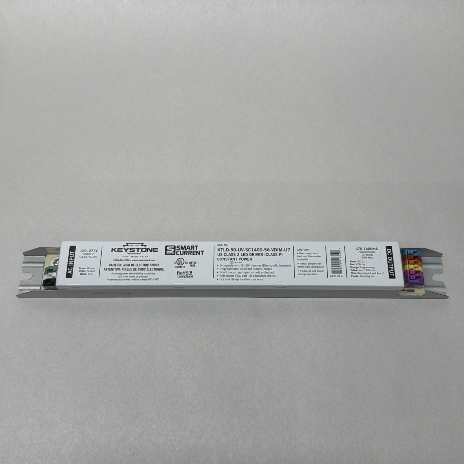 Keystone KTLD-50-UV-SC1400-56-VDIM-U7 LED Driver Dimmable Programmable NEW!
