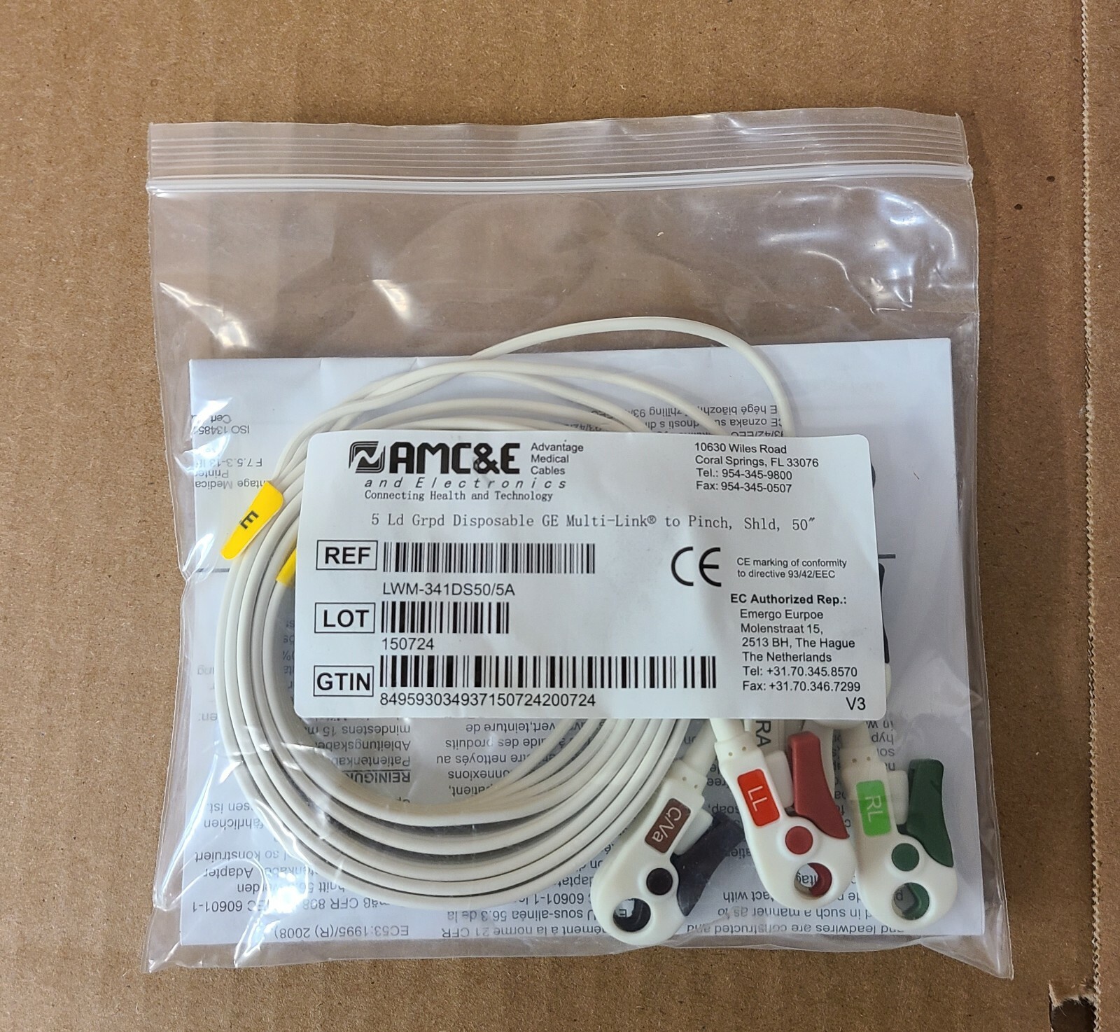 AMC&E 5-led Grpd Disposable GE Multi-link to pinch Shld 50” Ref # LWM-341DS50/5A