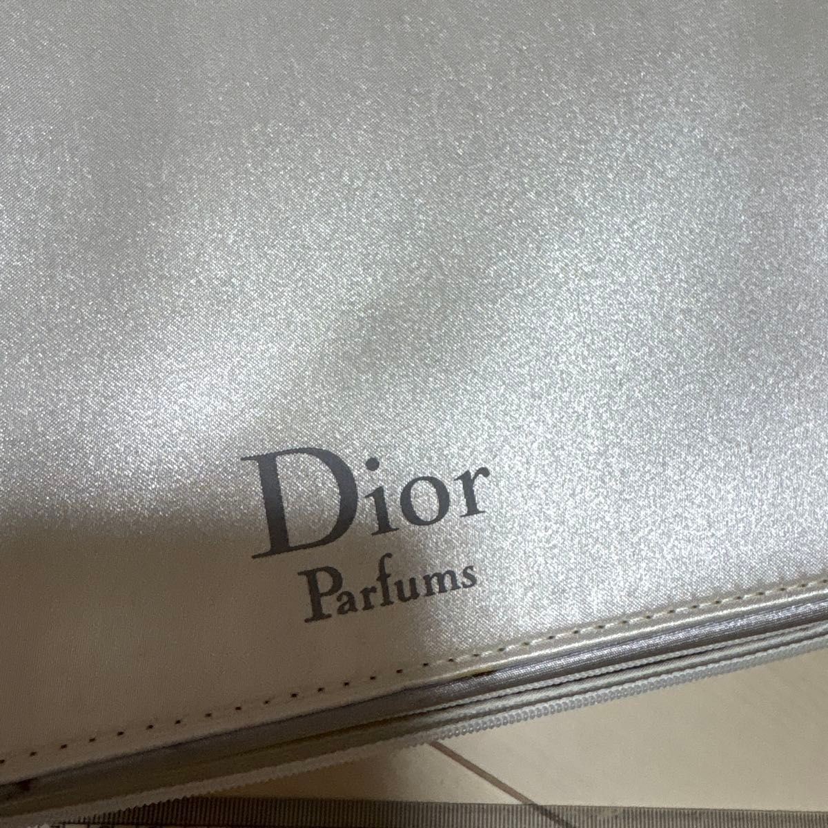Dior Parfums Novelty Pouch White Silver Cosmetic Case MakeUp Bag Luxury
