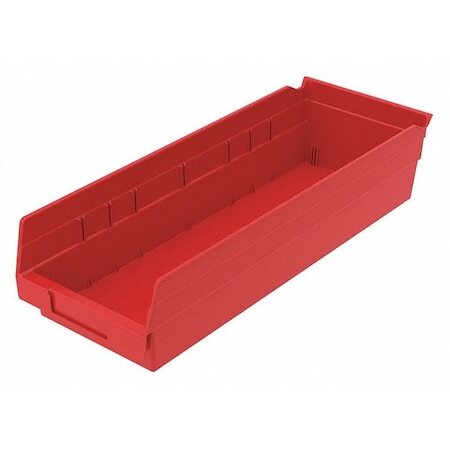 Akro-Mils 30138Red Shelf Storage Bin, Plastic, 6 5/8 In W, 4 In H, 17 7/8 In L,
