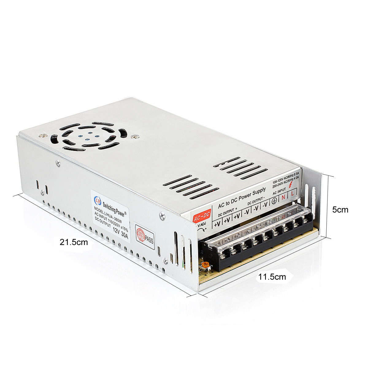 AC 110V/220V to DC 12V 30A 360W Universal Regulated Switching Power Supply Adapt