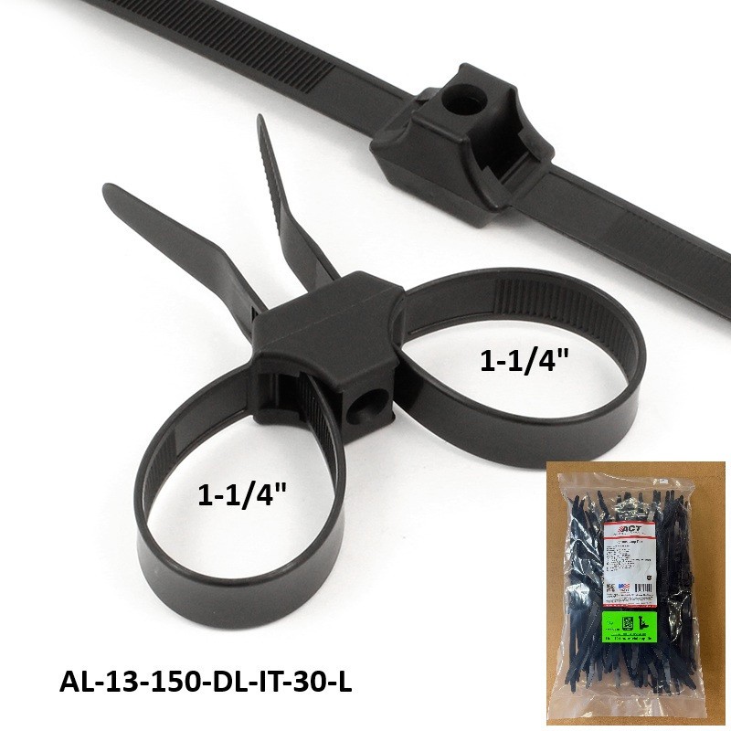 ACT Dual Loop Cable Ties, 13″, UV Black, 50/Pkg (AL-13-150-DL-IT-30-L) ACT