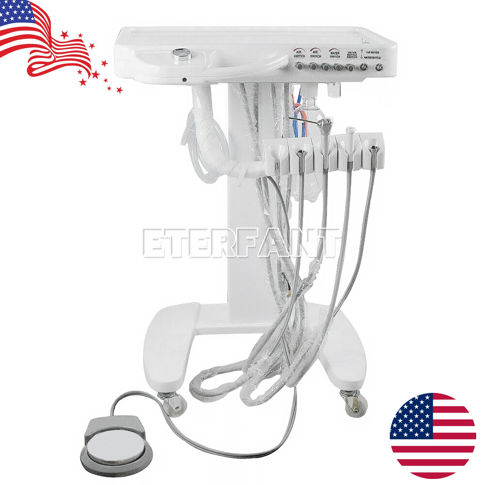Dental Mobile Delivery Unit System Cart / Folding Chair+Air Turbine+LED Light