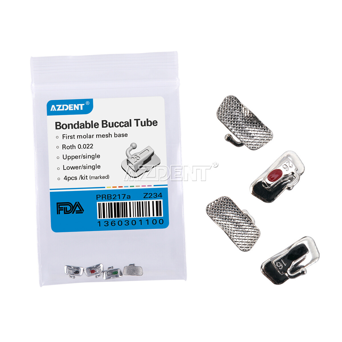 10X Dental Ortodóncica Bracket Tubo Bucal Molar Primario Adhesivo No Convertible