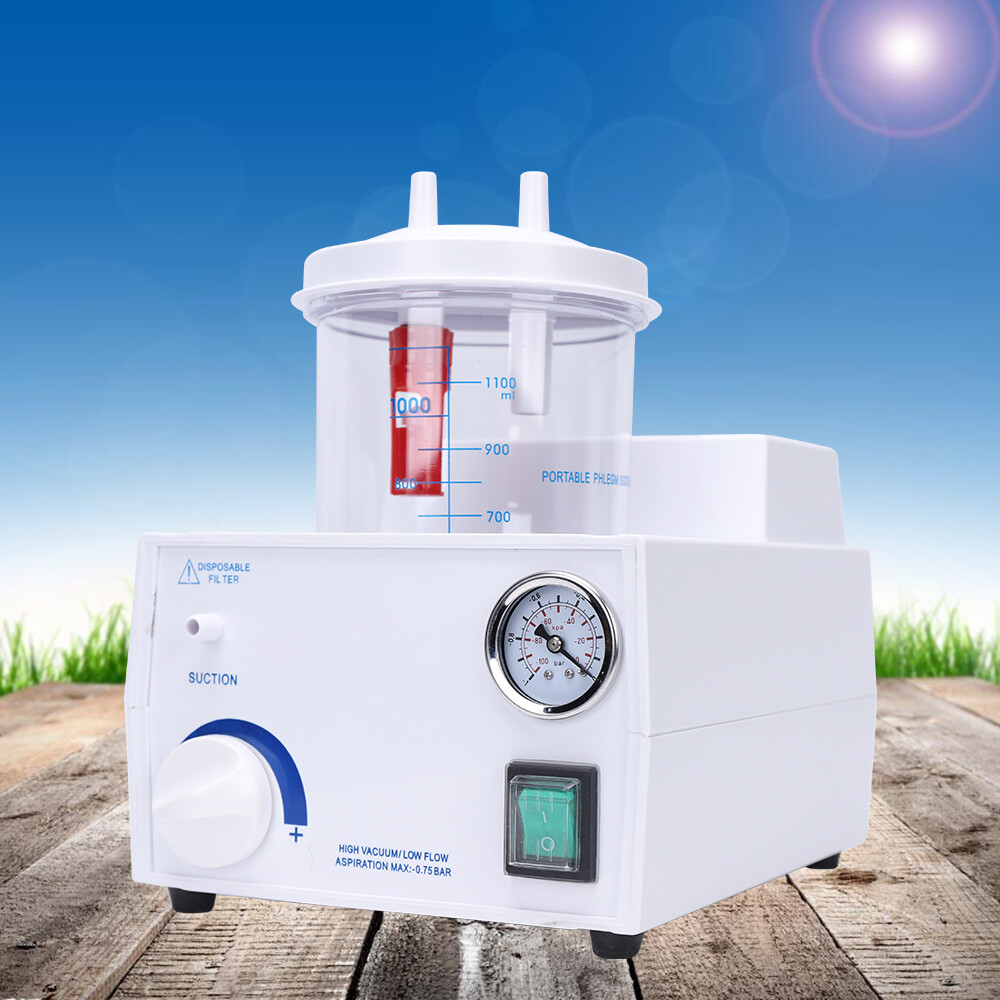 1L Portable Phlegm Suction Unit Emergency Medical Vacuum Aspirator Machine USA