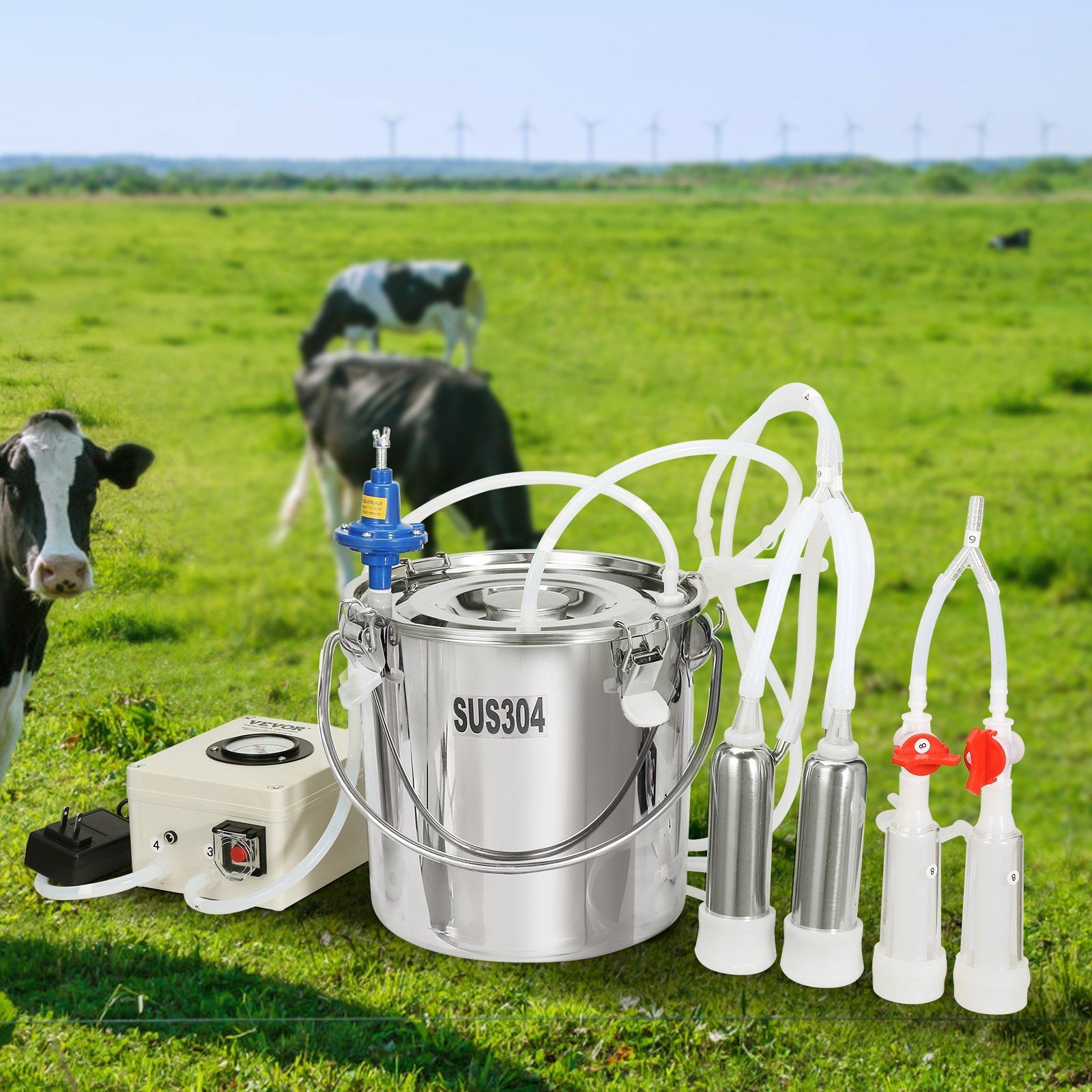 Automatic 6L Goat Milking Machine Electric Vacuum Pulsation 45-50kPa Adjustable