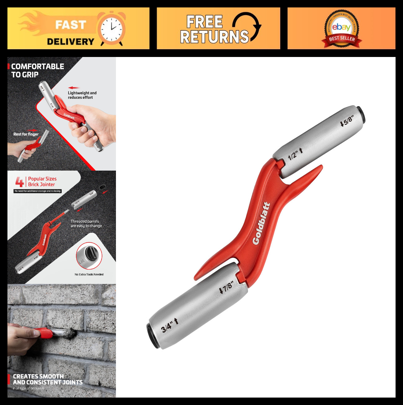 Masonry Brick Jointer Tool – 4 Sizes Stainless Steel Wall Stitcher, Joint Raker