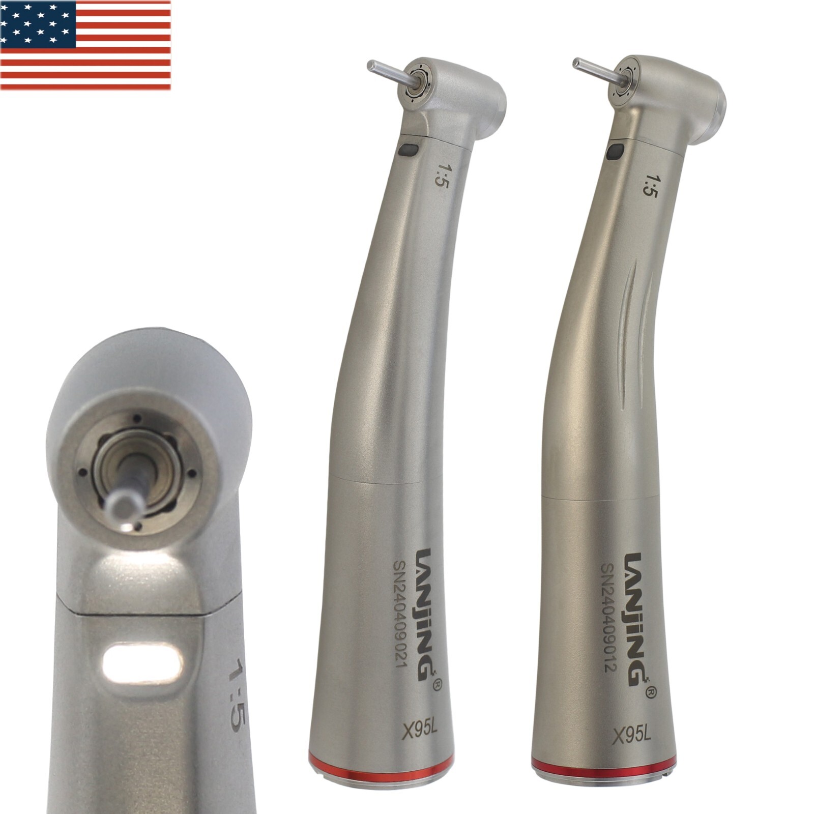 LANJING Dental Electric Handpiece 1:5 Fiber Optic Contra Angle Mini NSK E Type