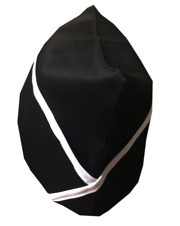 Popular Black and White Trim Adjustable Garrison Chef Hat, Chef Garrison Hat NEW
