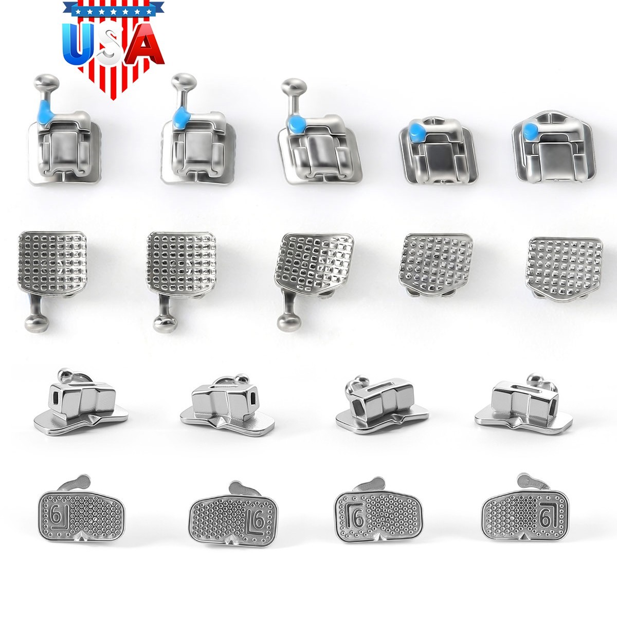 AZDENT Dental Ortho MIM Self Ligating Bracket Mini Roth.022 Hooks +Buccal Tube