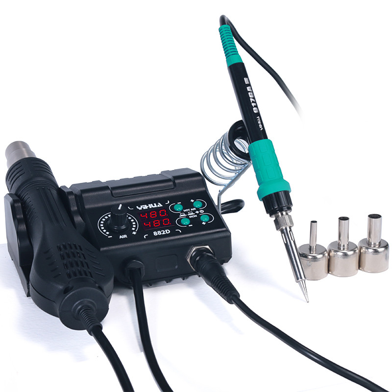 YIHUA 882D 750W Digital Hot Air Rework Staiton 2-in-1 Soldering Iron Station Kit