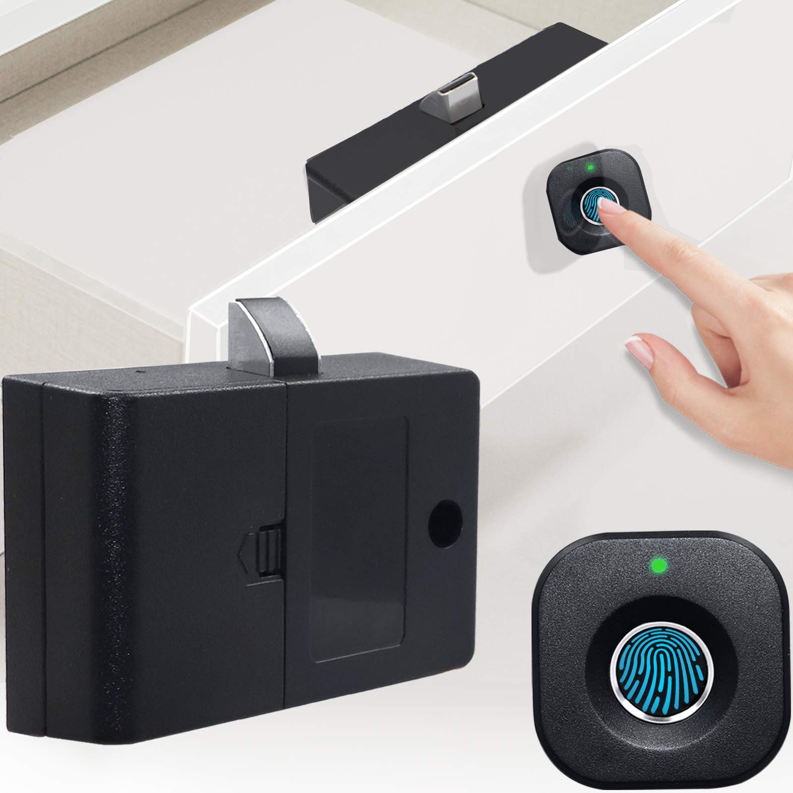 Fingerprint Cabinet Lock Keyless & Hidden Smart Biometric Security for Drawers