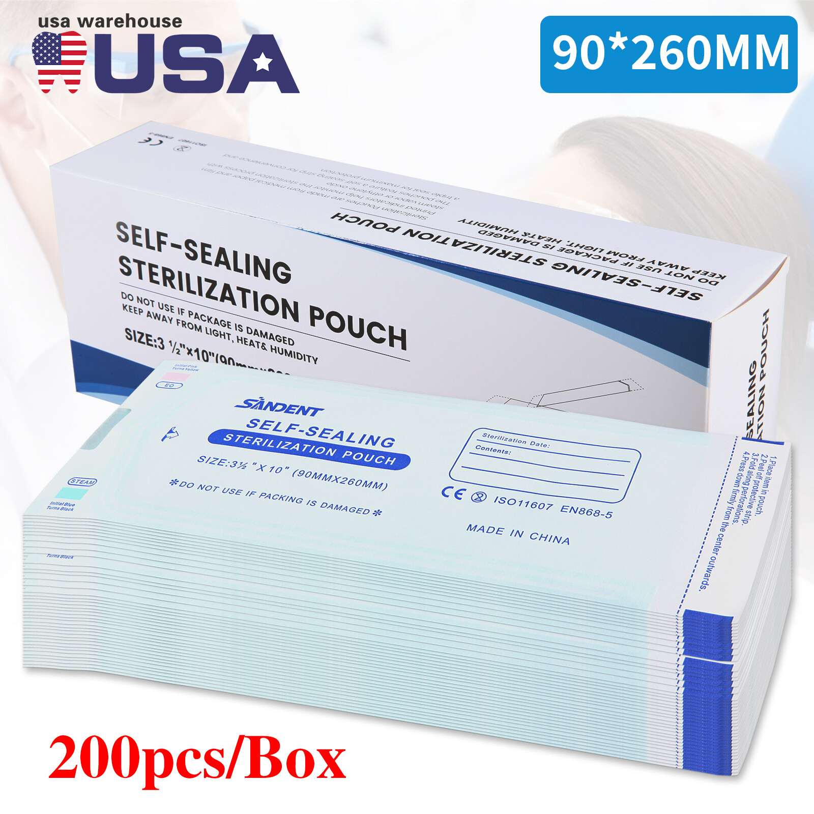 200 Self Sterilization Pouches Pouch Autoclave Sterilizer Bag Dental Tattoo Nail