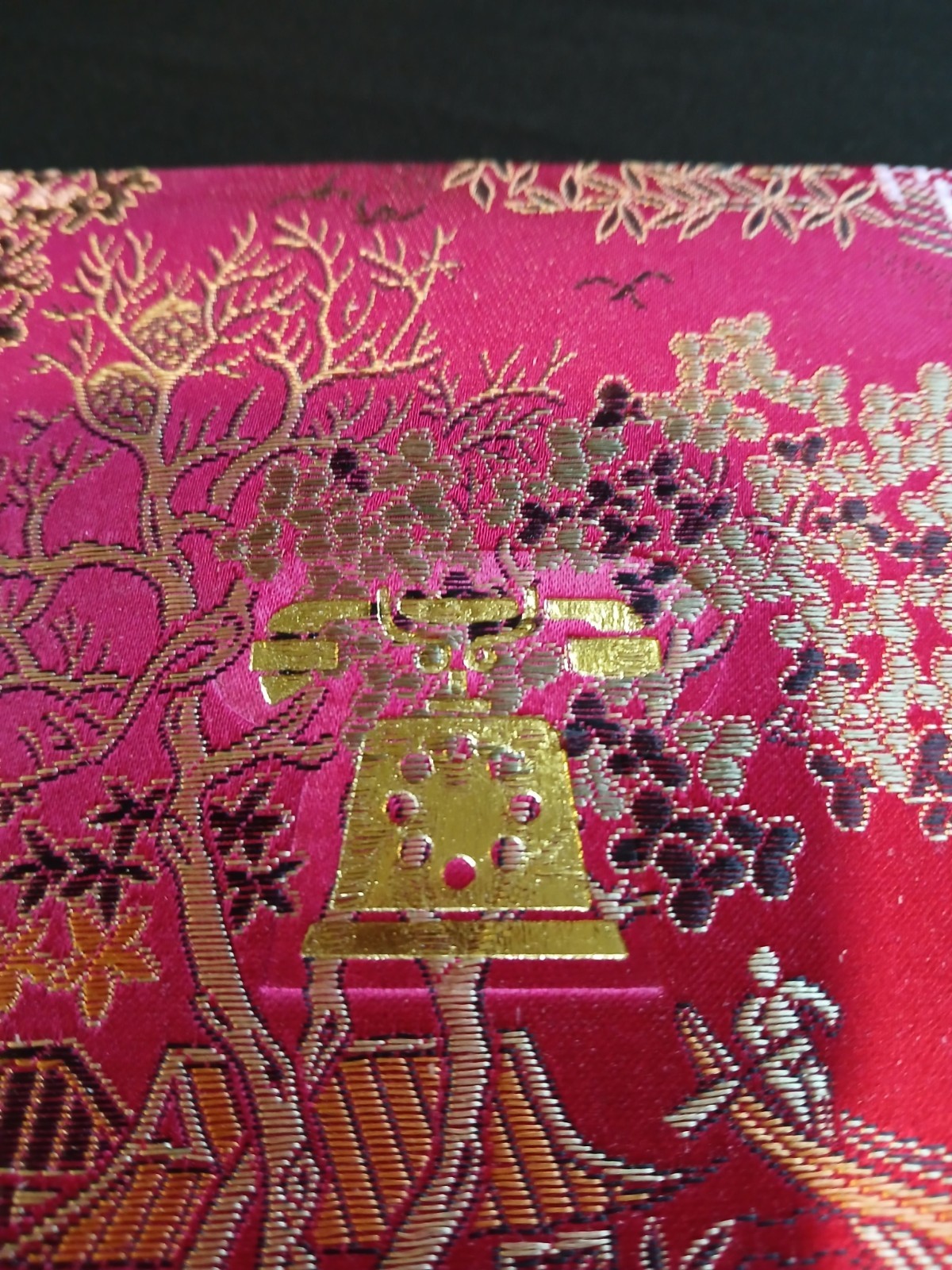 Vintage Silk Brocade Telephone/address Book, Garden Boat Temple