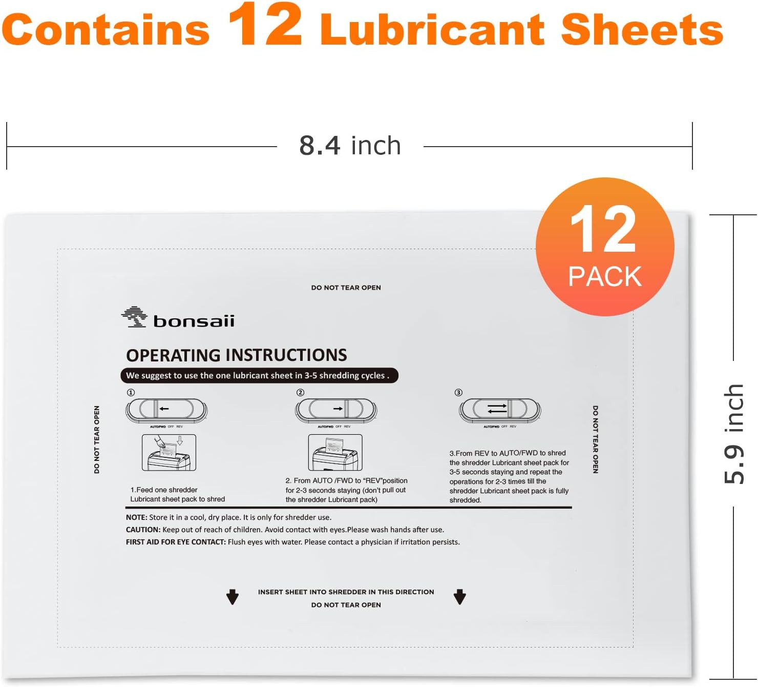 Paper Shredder Lubricant Sheets,12-Pack (8.4 X 5.9 Inch/Piece)