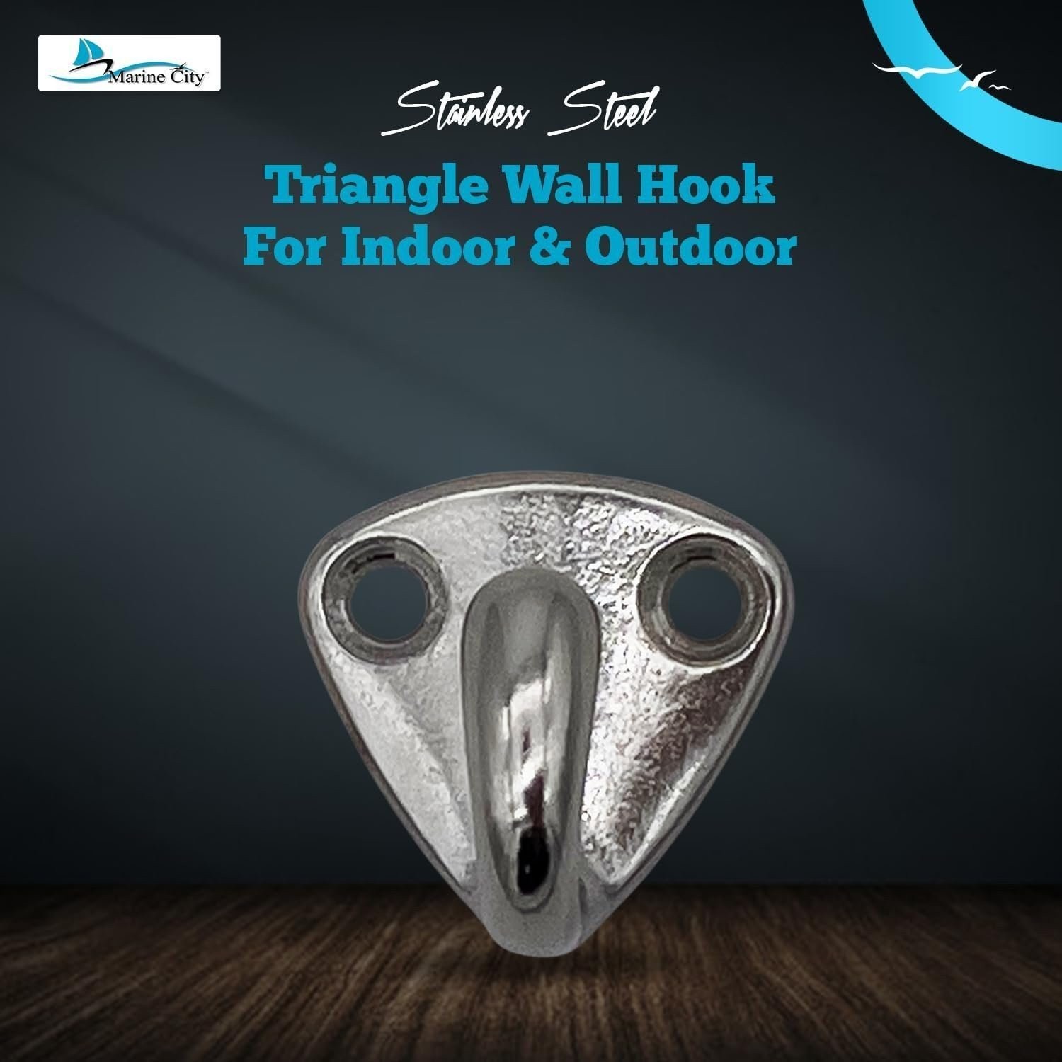 MARINE CITY Stainless Steel Wall Hook – Triangle Design for Indoor Outdoor