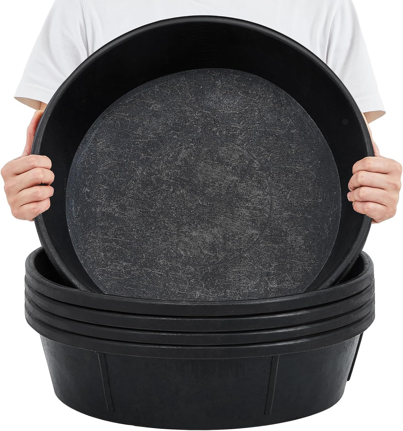 5 Pcs Rubber Feed Pan 12 Quart / 3 Gallon – Heavy Duty Utility Bowl for Horses,