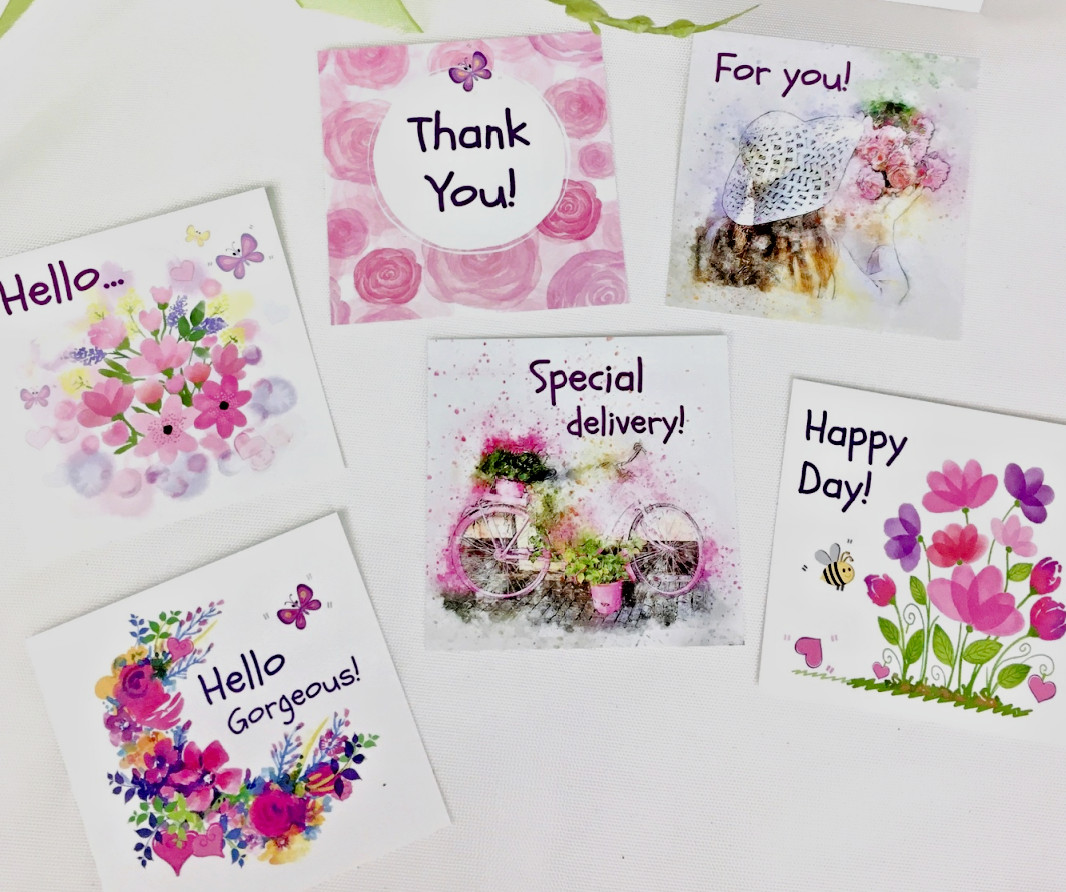 60x Thank You Floral Stickers, Butterfly Pink Flowers Envelope Seals